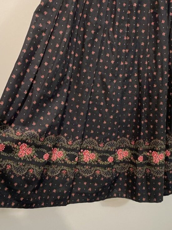 Vintage Original Alpen Trachten Pleated Black Skirt full A-Line Size large 44 - Picture 3 of 12